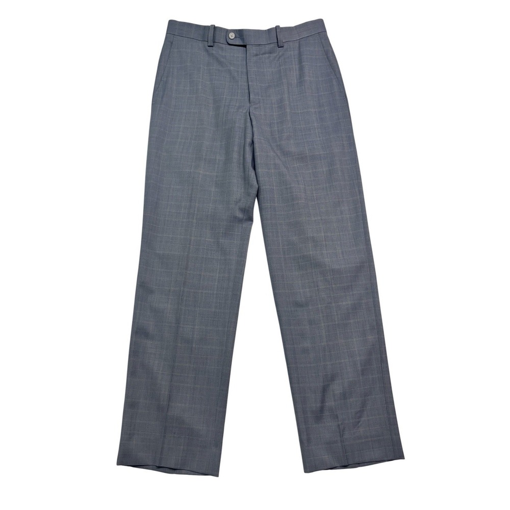 Aristo Eighteen 33x32 Gray Tan Windowpane Trousers Dress Pants Luxury‎ Wool